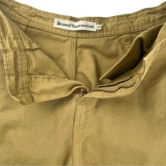 Stoned Immaculate Sail Away Tan Khaki Canvas Wide Leg Cropped Pants in Size 25 - Picture 4 of 6